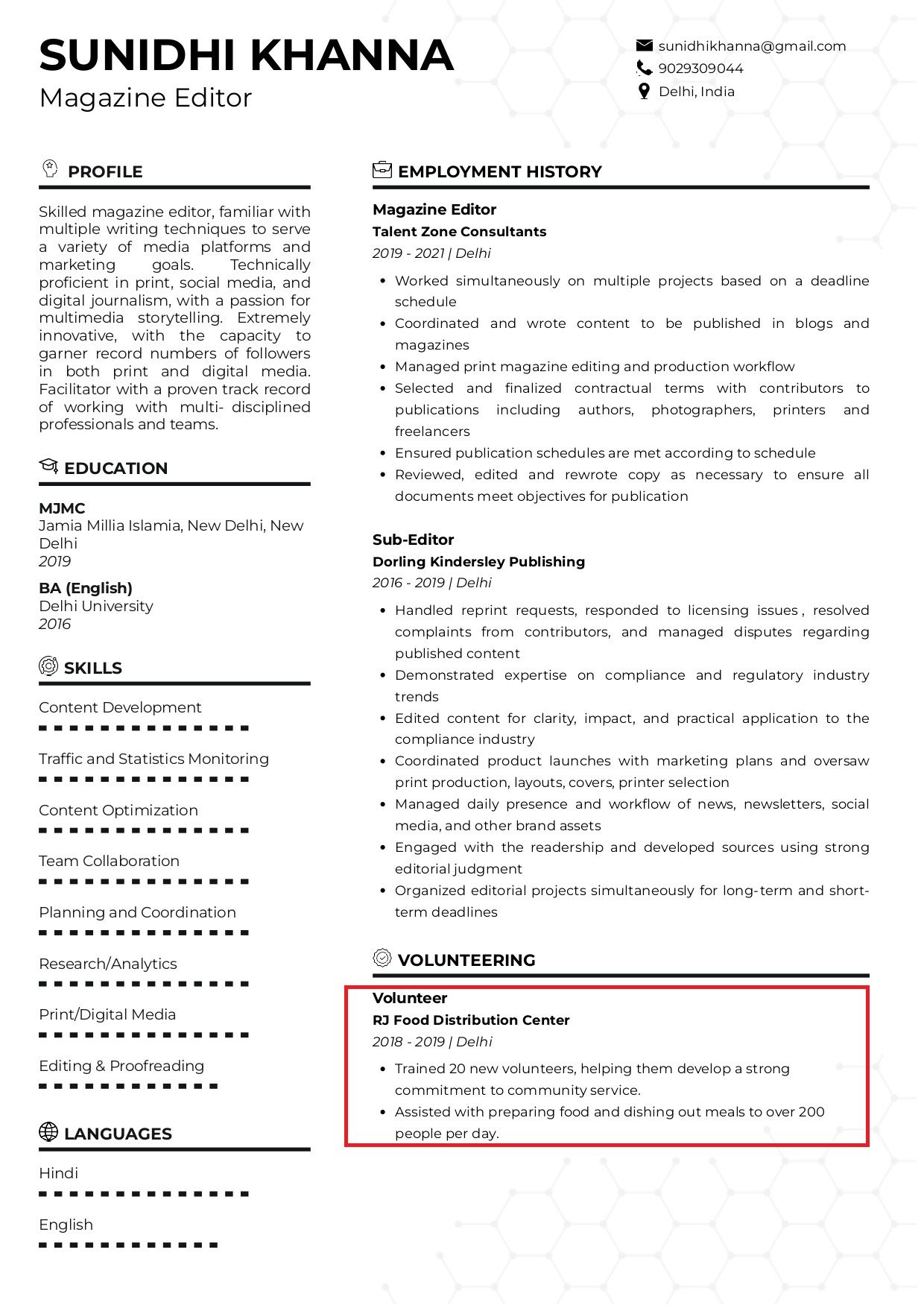 resume writing bullet points