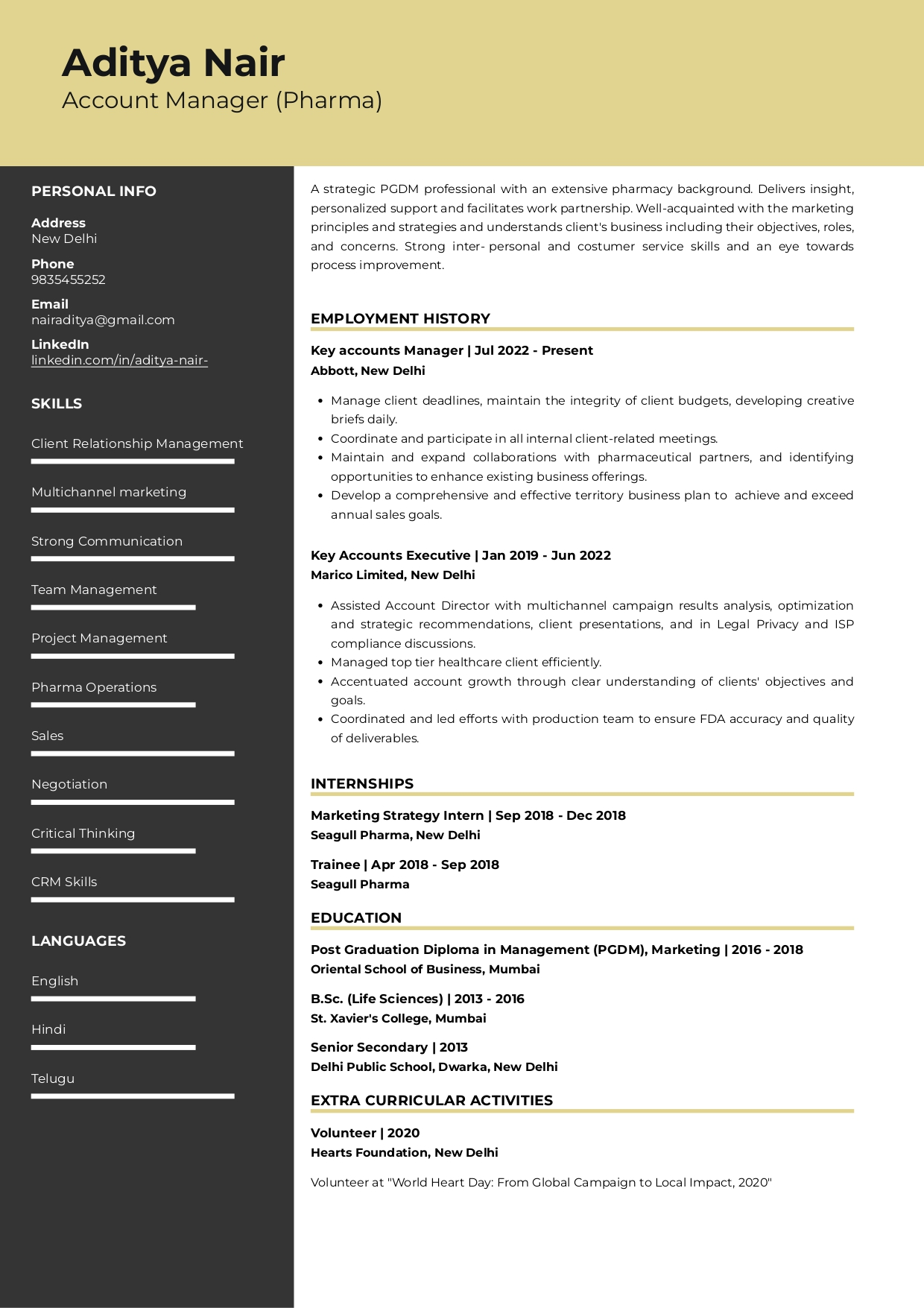 best resume format for pharmaceutical industry