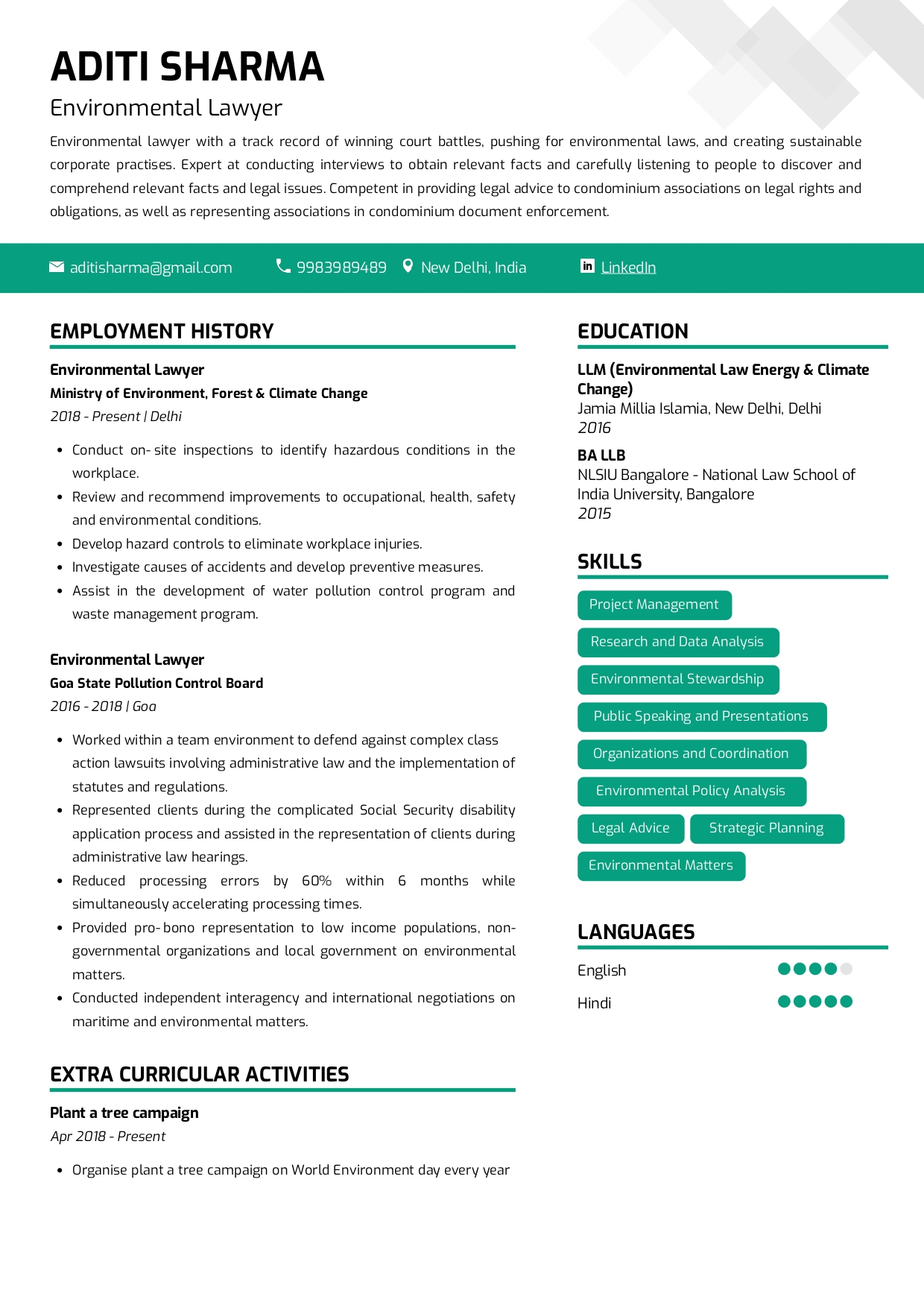 kpi resume example