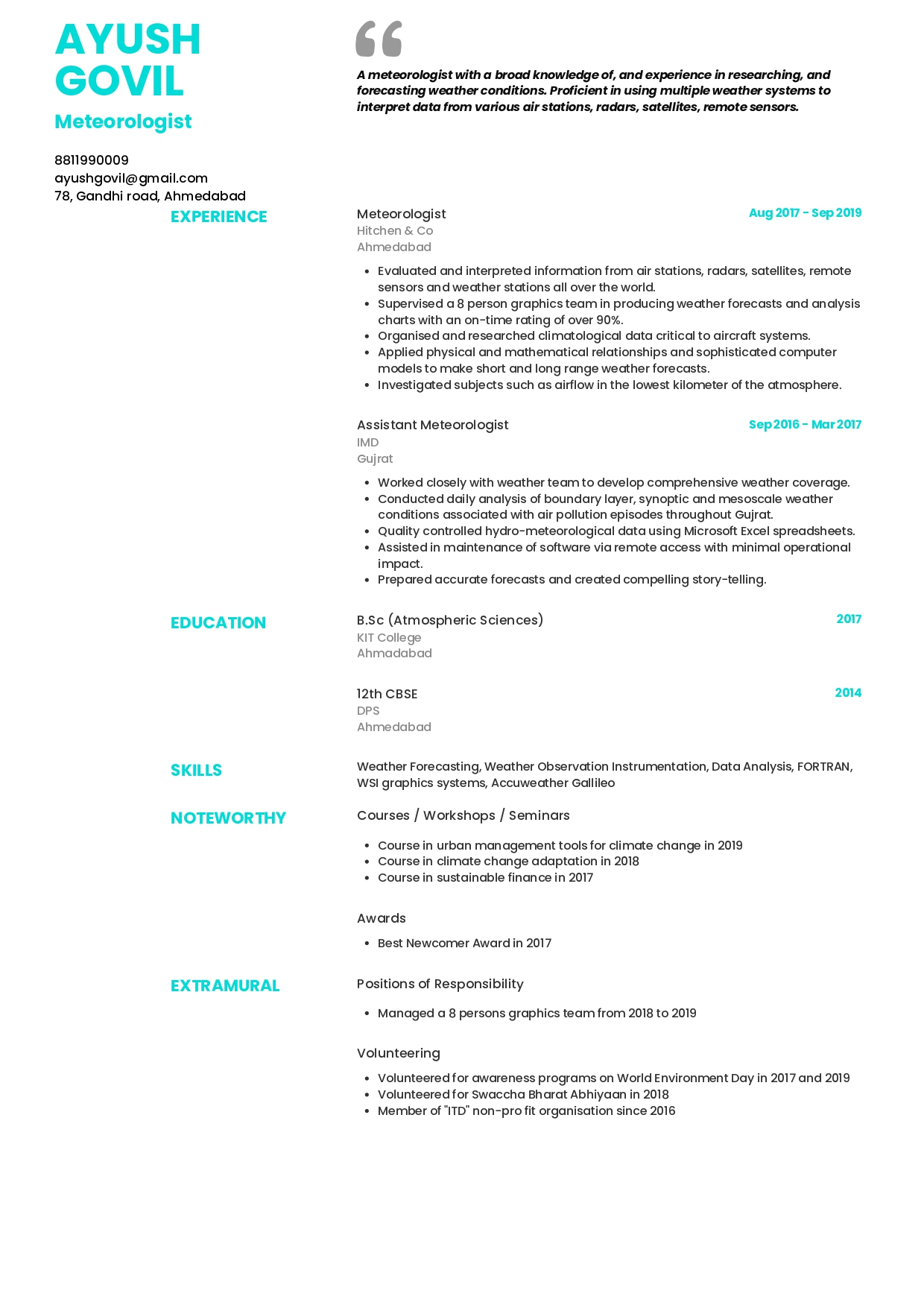 kpi resume example