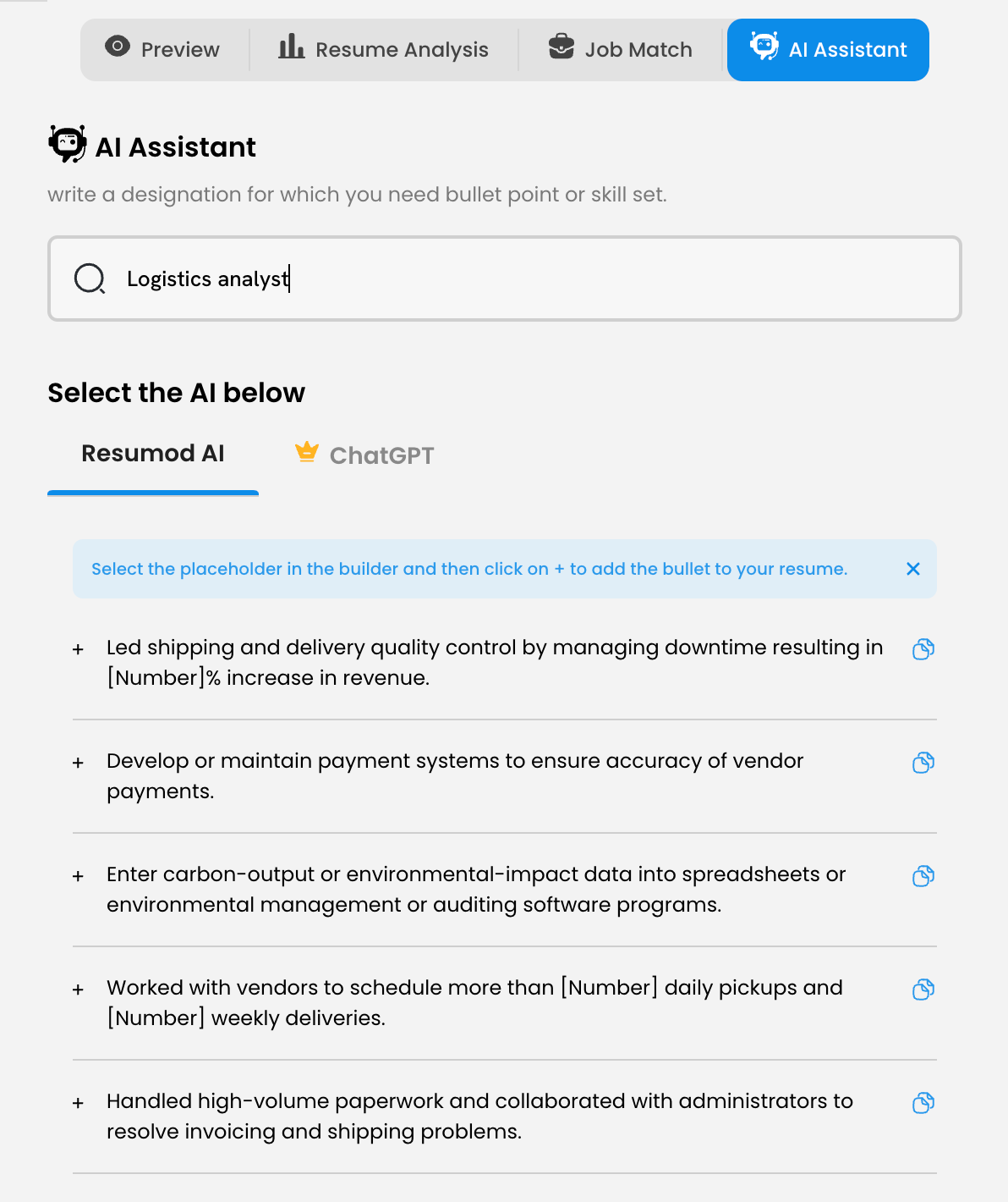 AI Assistant live and kicking - Resumod.co - AI Resume Builder