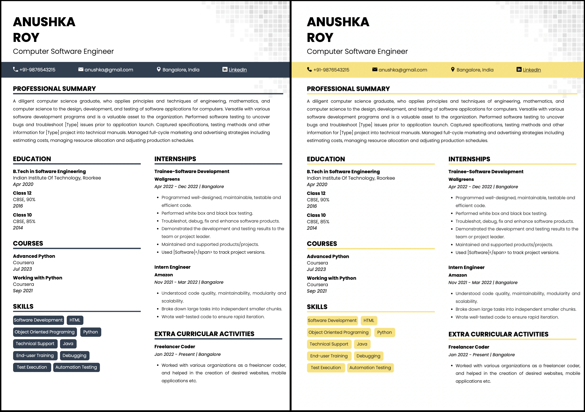 Free resume templates on Resumod.co - designed for Students