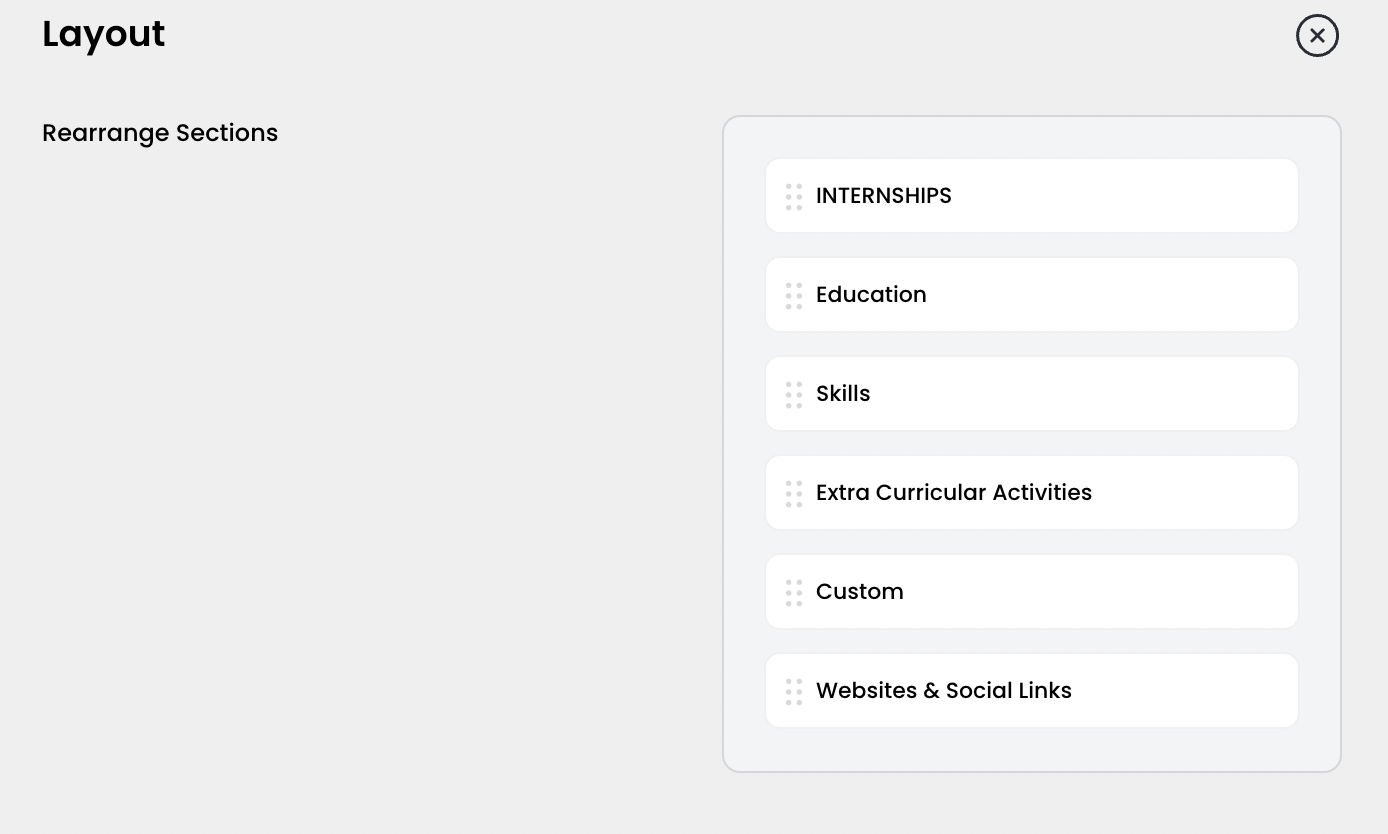 New layout options on Resumod's Free AI Resume Builder