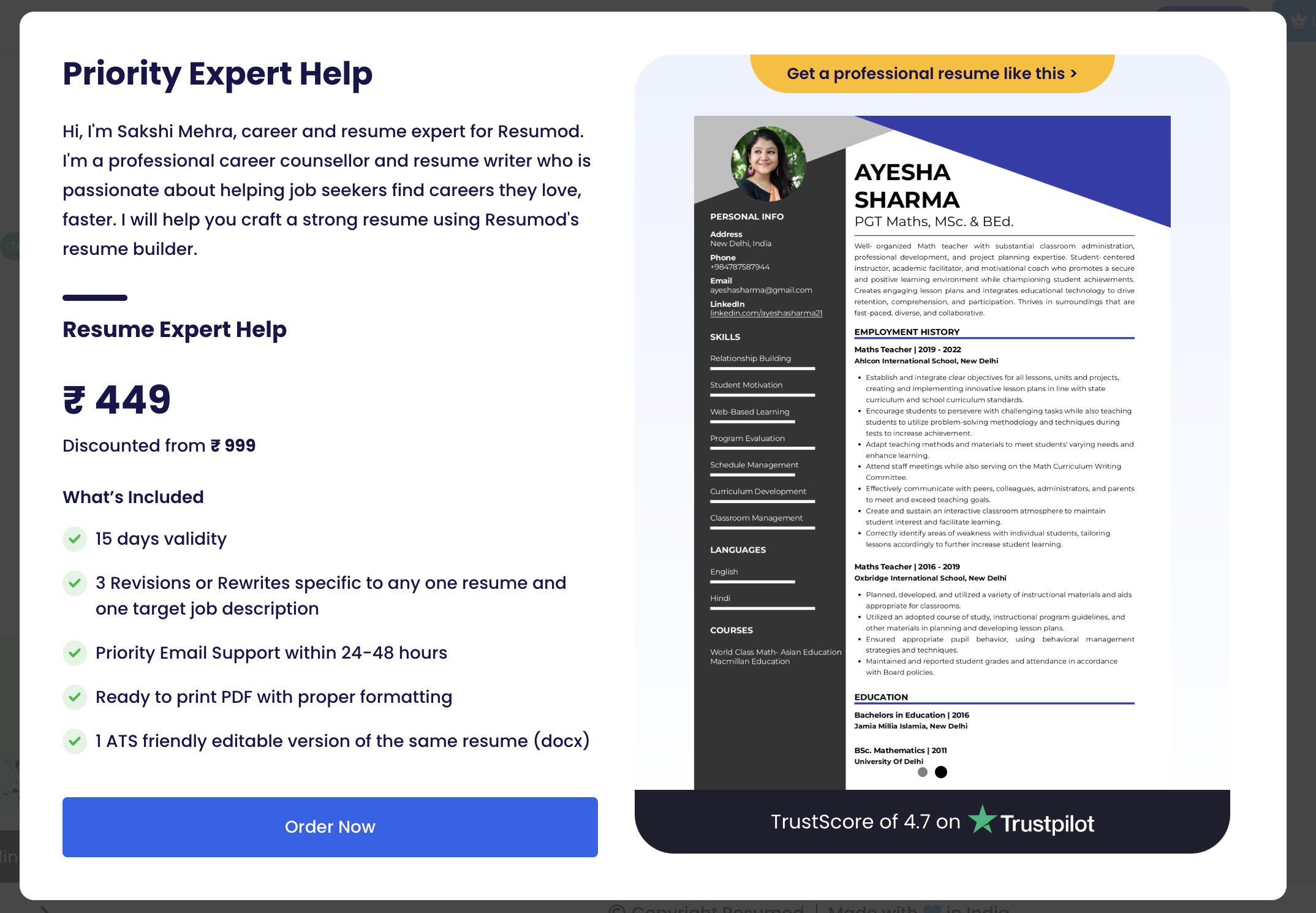 how to get Expert Help on Resumod.co