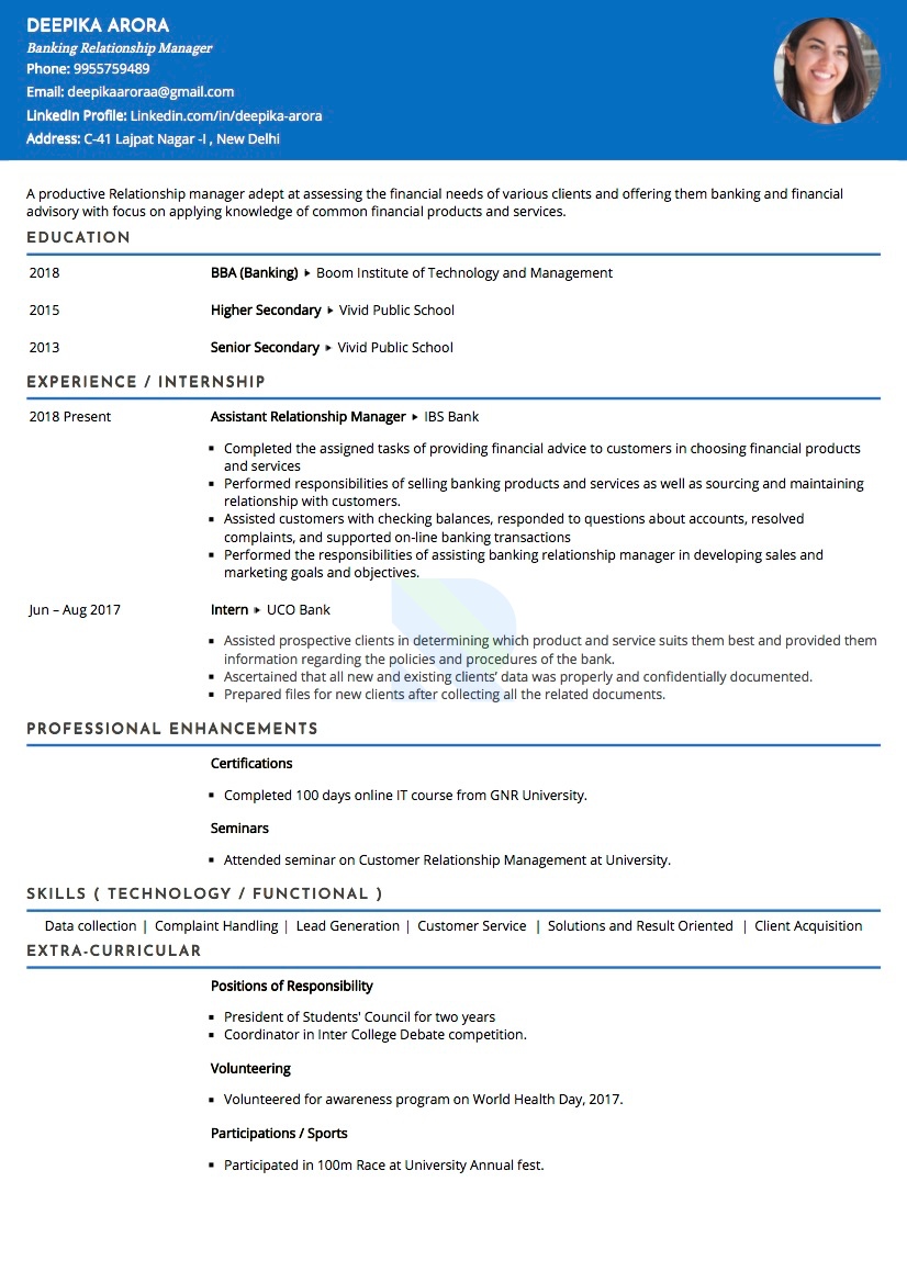 Sample Resume Of Banking Relationship Manager With Template Writing   0217607c88081ccbdd5f6833d1581be11562267564867 