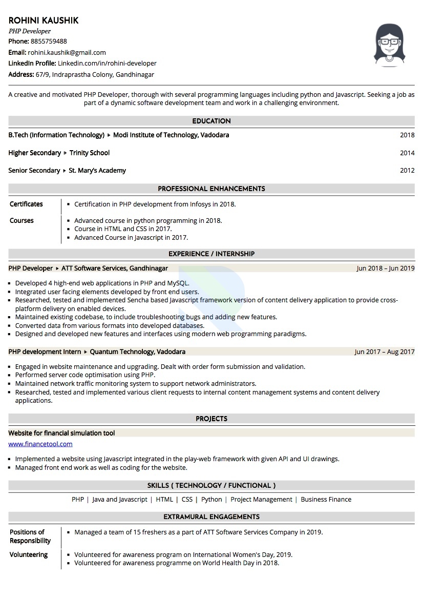 Sample Resume Of Php Web Developer With Template & Writing Guide |  Resumod.co