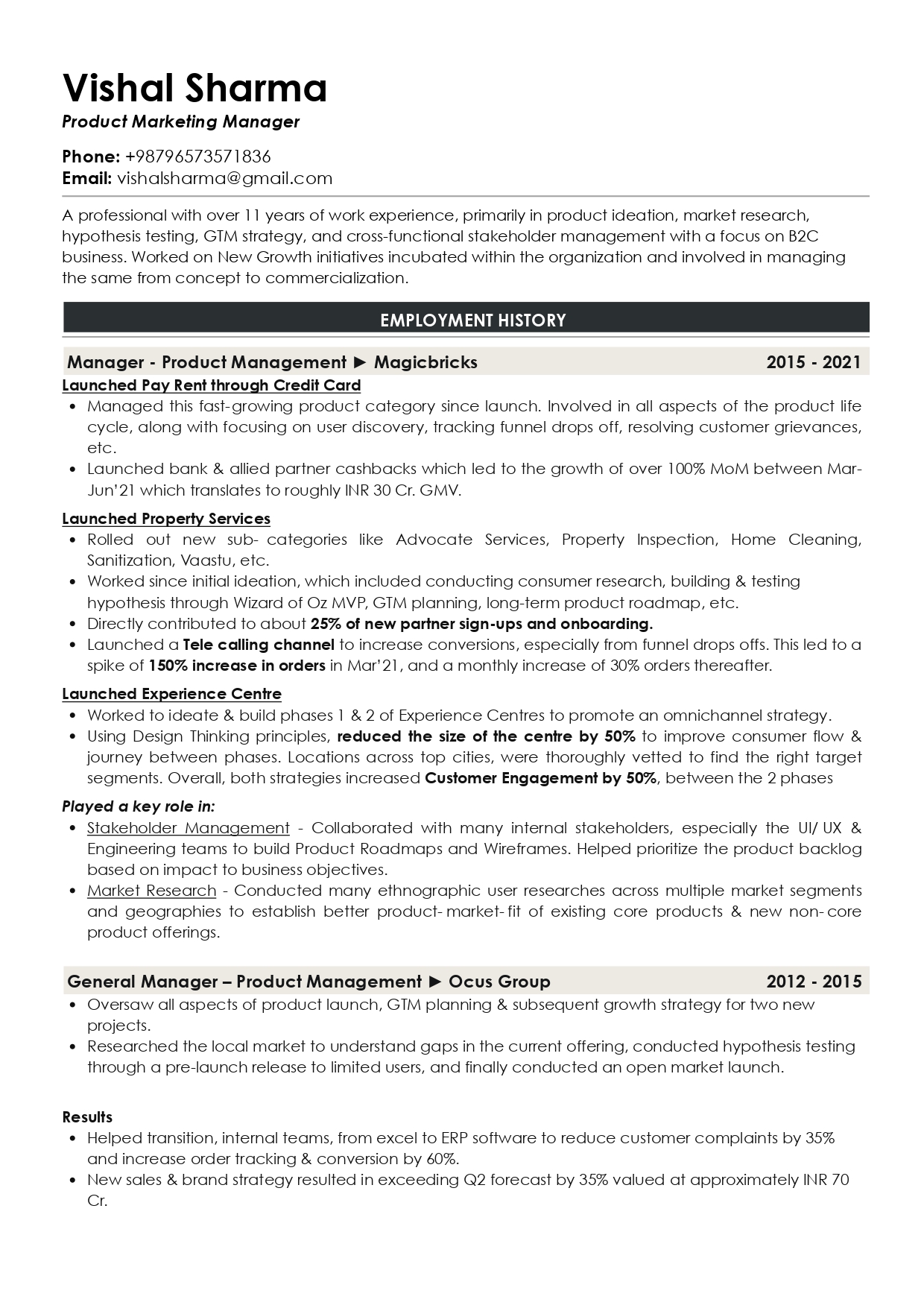 Sample Resume of Product Marketing Manager with Template & Writing Guide