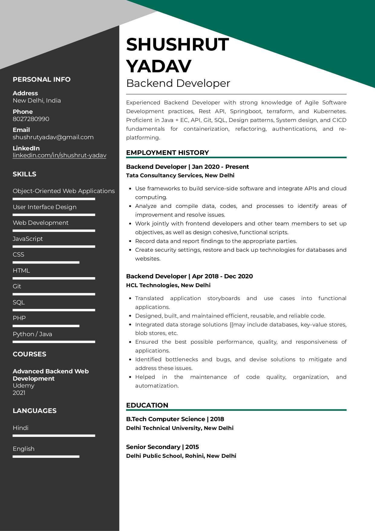 Sample Resume Of Back End Developer With Template Writing Guide 