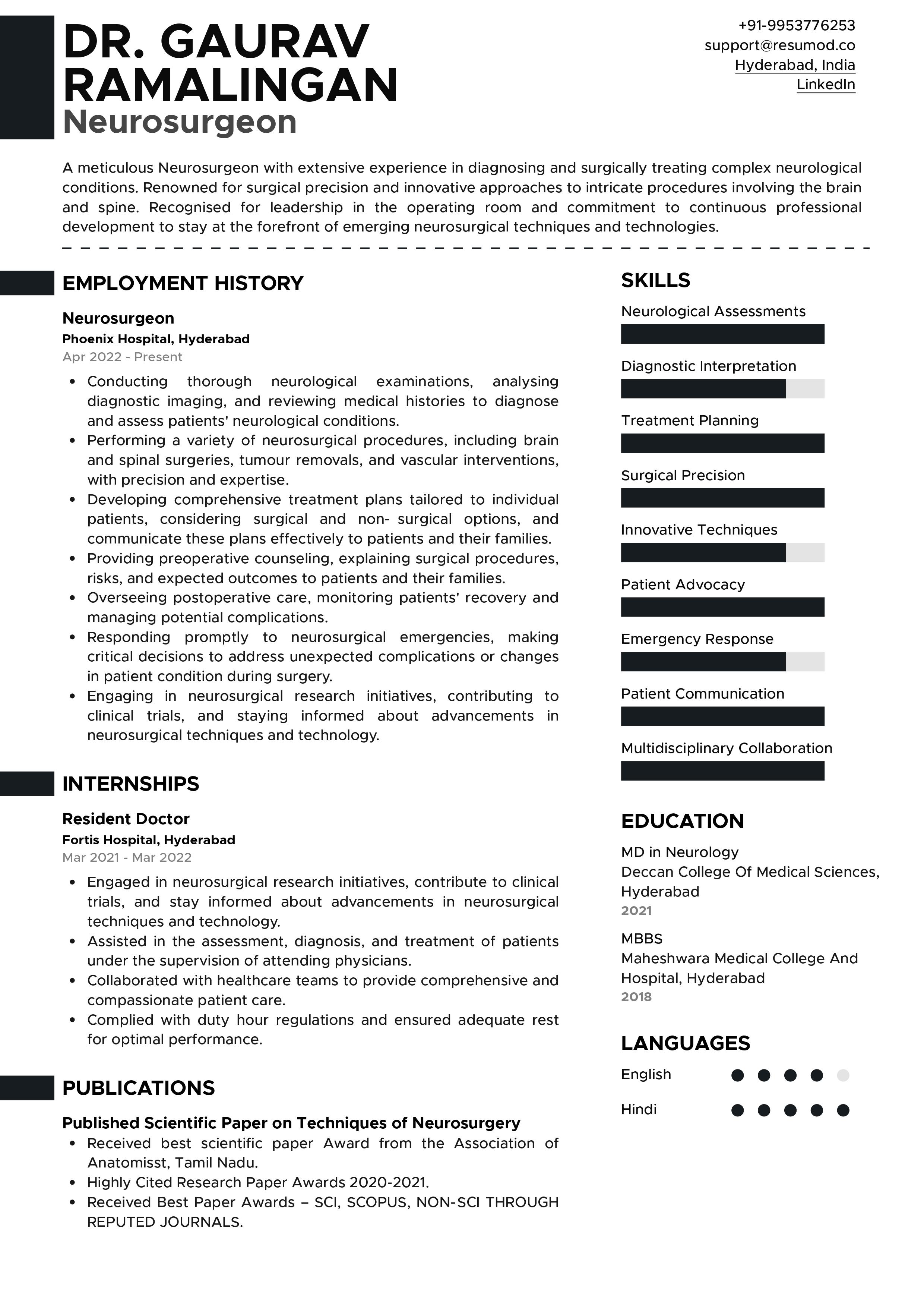 Sample Resume of Neurosurgeon with Template & Writing Guide Resumod.co